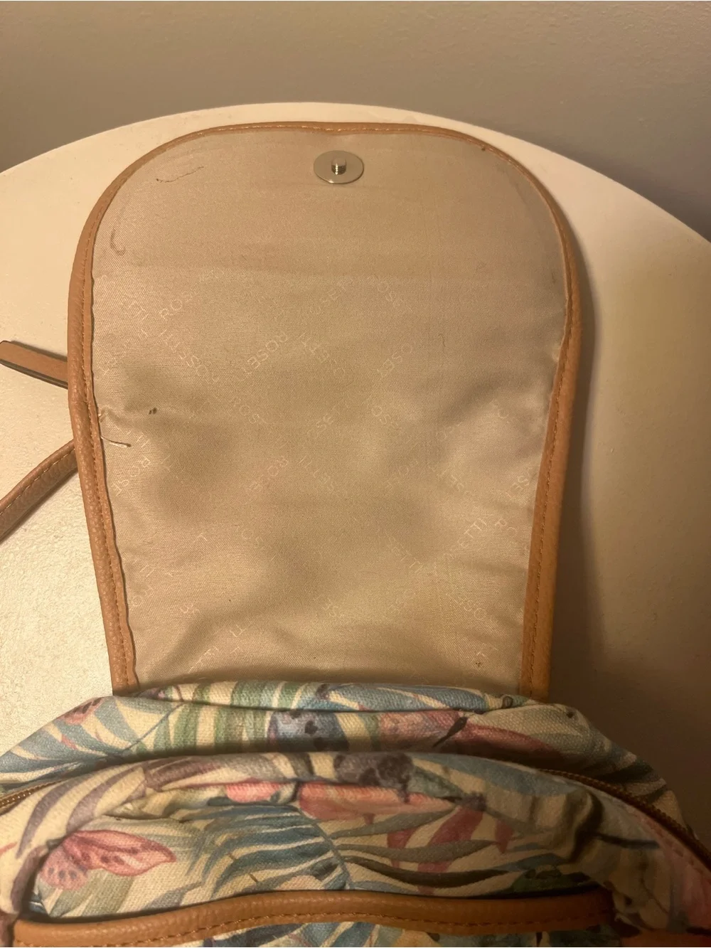 Rosetti Pastel Floral & Butterfly Mini Backpack with Tan Trim
